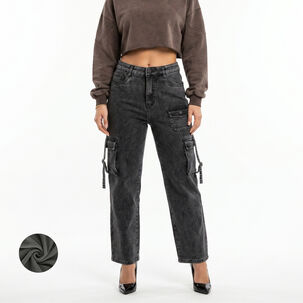 Pantalon Jeans Cargo Forro Polar Mujer
