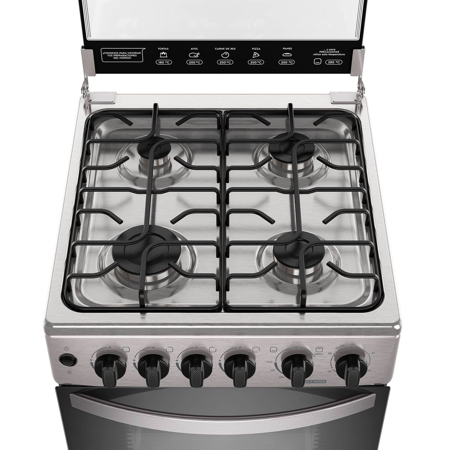 Cocina A Gas 4 Platos Horno Vapor Y Grill Fm4fsc Inox image number 7.0
