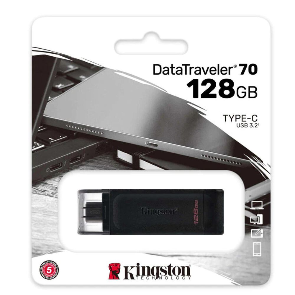 Pendrive Usb Tipo C 3.2 128gb Negro Dt70 image number 1.0