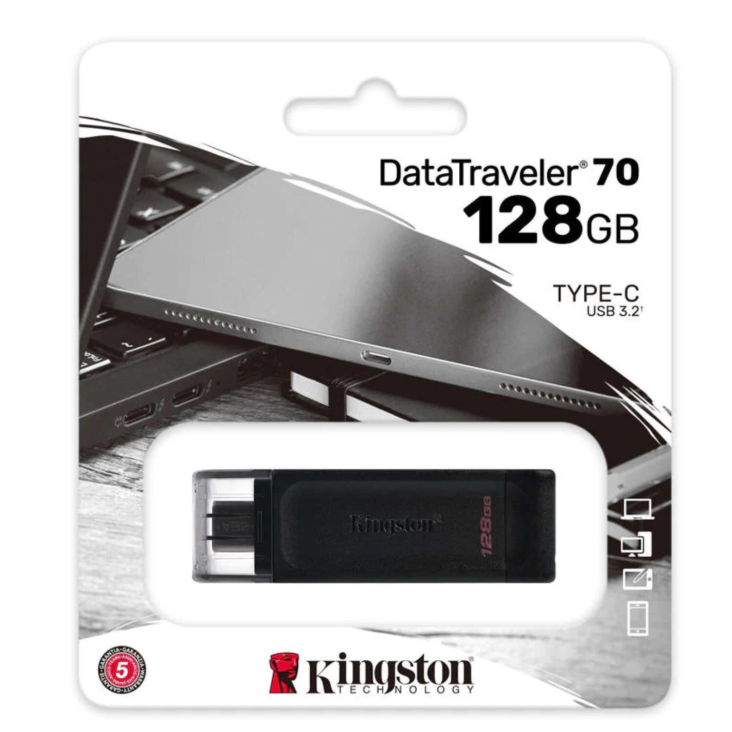 Pendrive Usb Tipo C 3.2 128gb Negro Dt70 image number 1.0