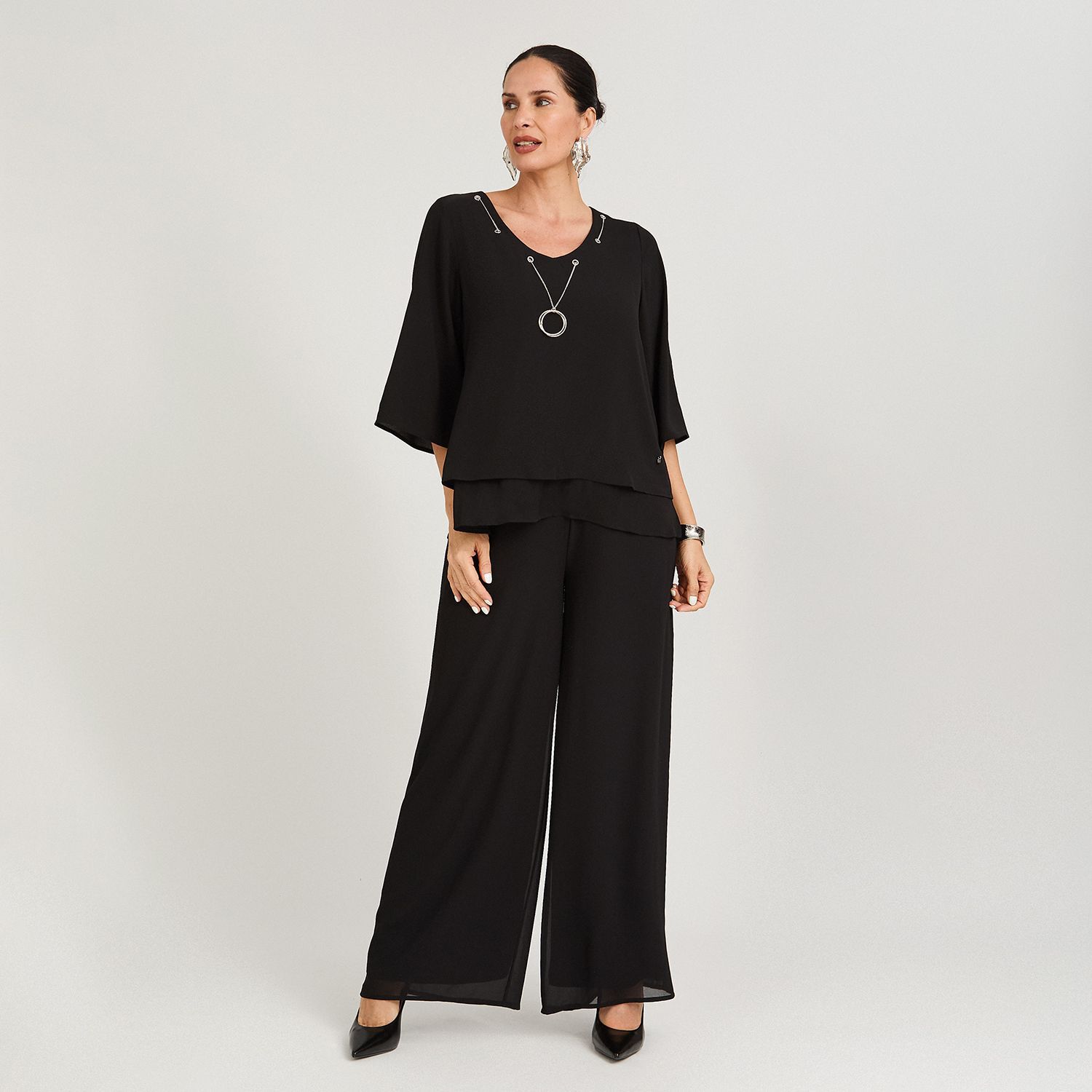 Pantal&oacute;n Tiro Medio Palazzo Mujer Lorenzo Di Pontti image number 1.0