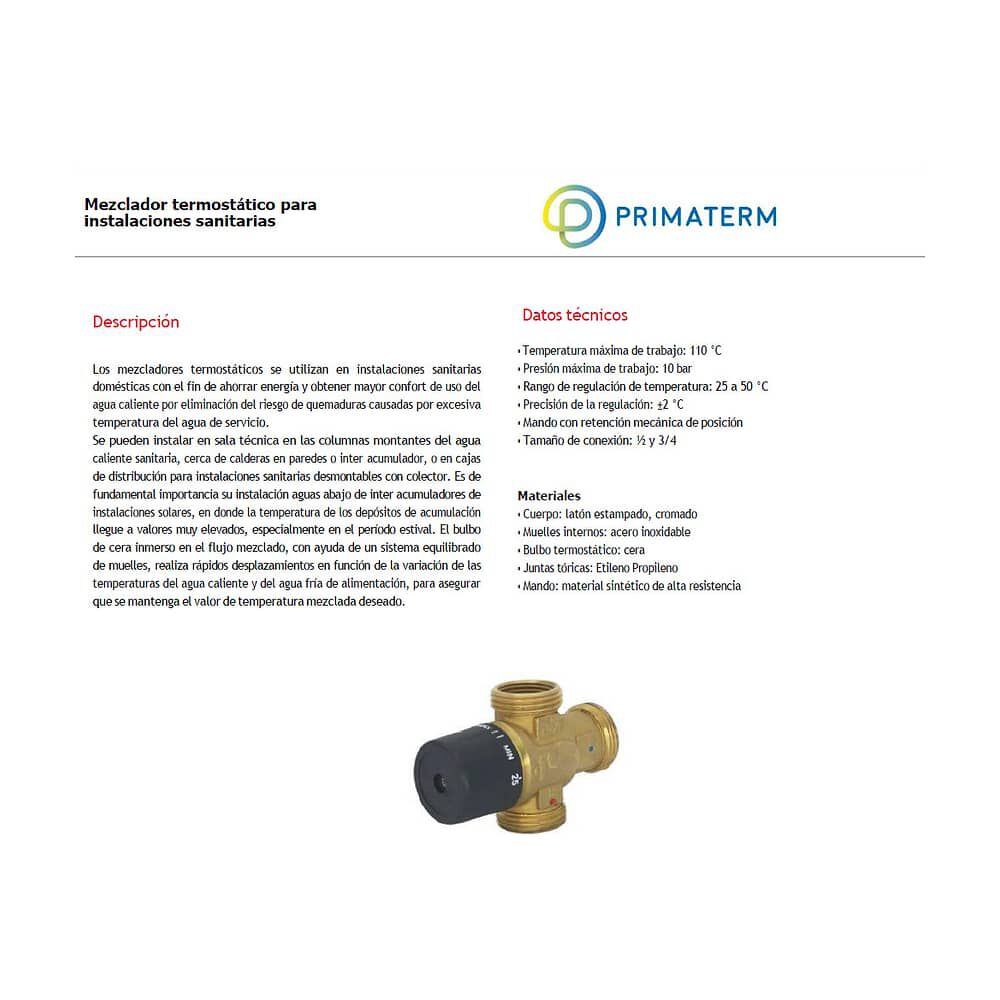 V&aacute;lvula Mezcladora Termost&aacute;tica 1/2" 10 Bar image number 3.0