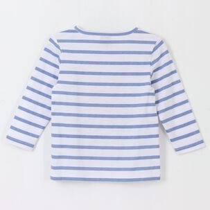 Polera Manga Larga Ni&ntilde;a Rayas Minnie Blanco Disney