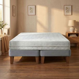 Cama Europea Zen Best 2 Plazas 190 Cm Colchon Espuma Con Funda Velvet Gris