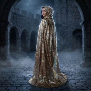 Capa Glitter Brillante Con Capucha Para Cosplay Y Disfraz