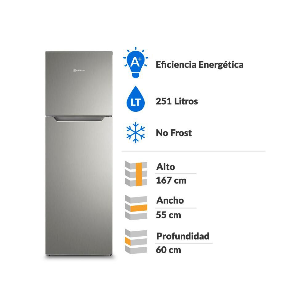 Refrigerador Top Freezer Mademsa Altus 1250 / No Frost / 251 Litros / A+ image number 1.0