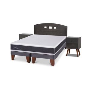 Cama Europea Cic Ortopedic / 2 Plazas / Base Dividida + Set De Maderas