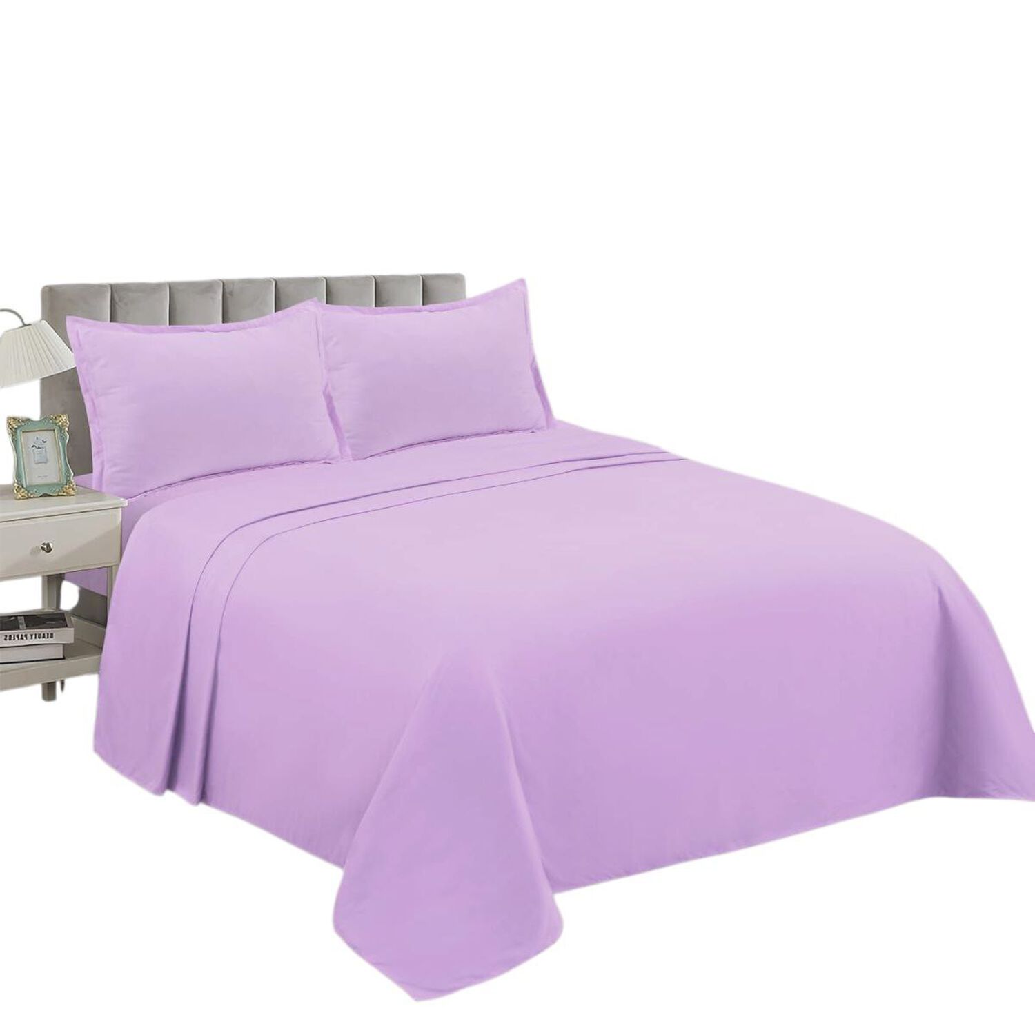 Juego De Sabanas De 144 Hilos Para Cama De 2 Plazas + 2 Fundas De Almohada Lila image number 0.0