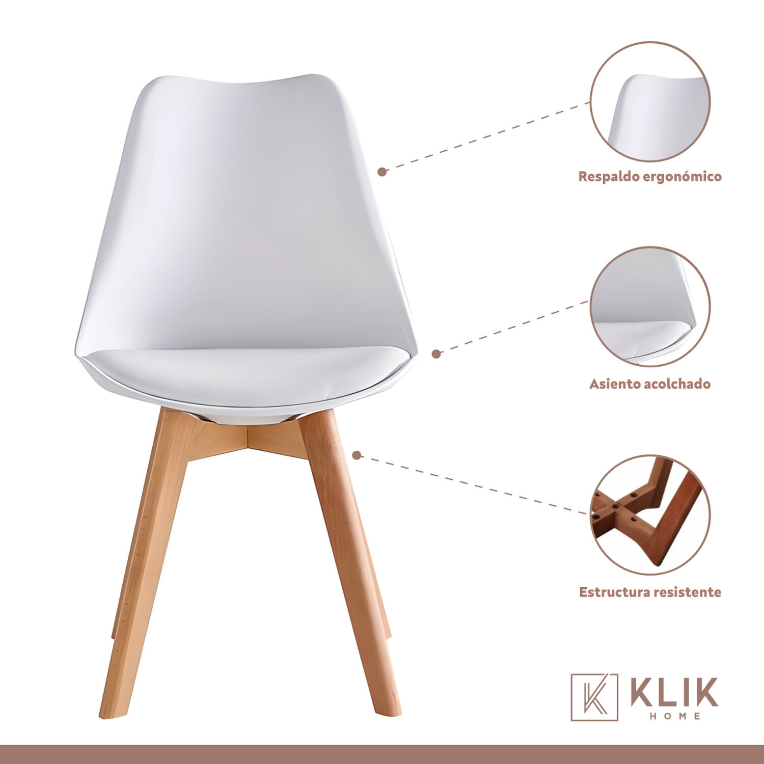 Comedor Mesa Eames Vidrio 100 Cm + 4 Sillas Tulip Blancas image number 3.0