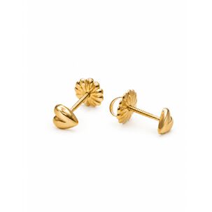 Aros Coraz&oacute;n Oro 18k 4 Mm N1 Atornillados 0.50gr Ni&ntilde;a Dorado