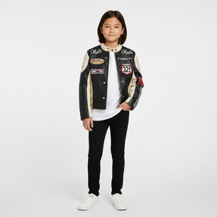 Chaqueta Infantil Varsity Eco Cuero Modelo Racing