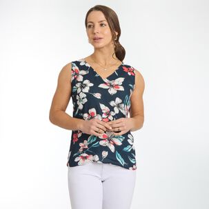 Blusa Lisa Regular Sin Mangas Cuello V Mujer Geeps