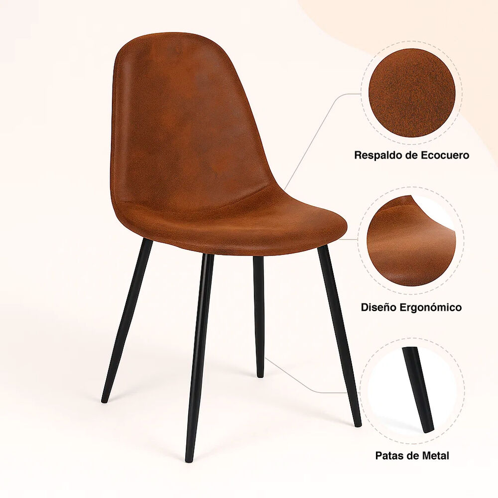 Silla Spoon Ecocuero Vintage Café Oscuro image number 4.0