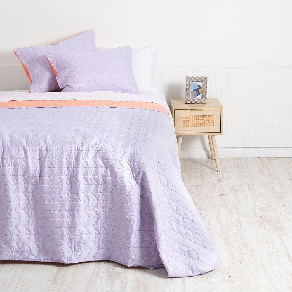 Cubrecama Quilt Liso 2 Plazas Lila - Naranjo image number 0.0