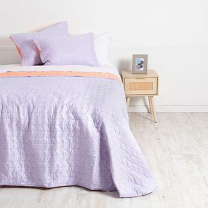 Cubrecama Quilt Liso 2 Plazas Lila - Naranjo