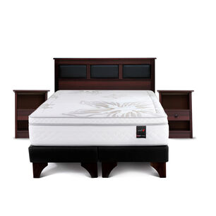 Cama Europea Rosen Art 4 / King / Base Dividida + Set de Maderas Argos