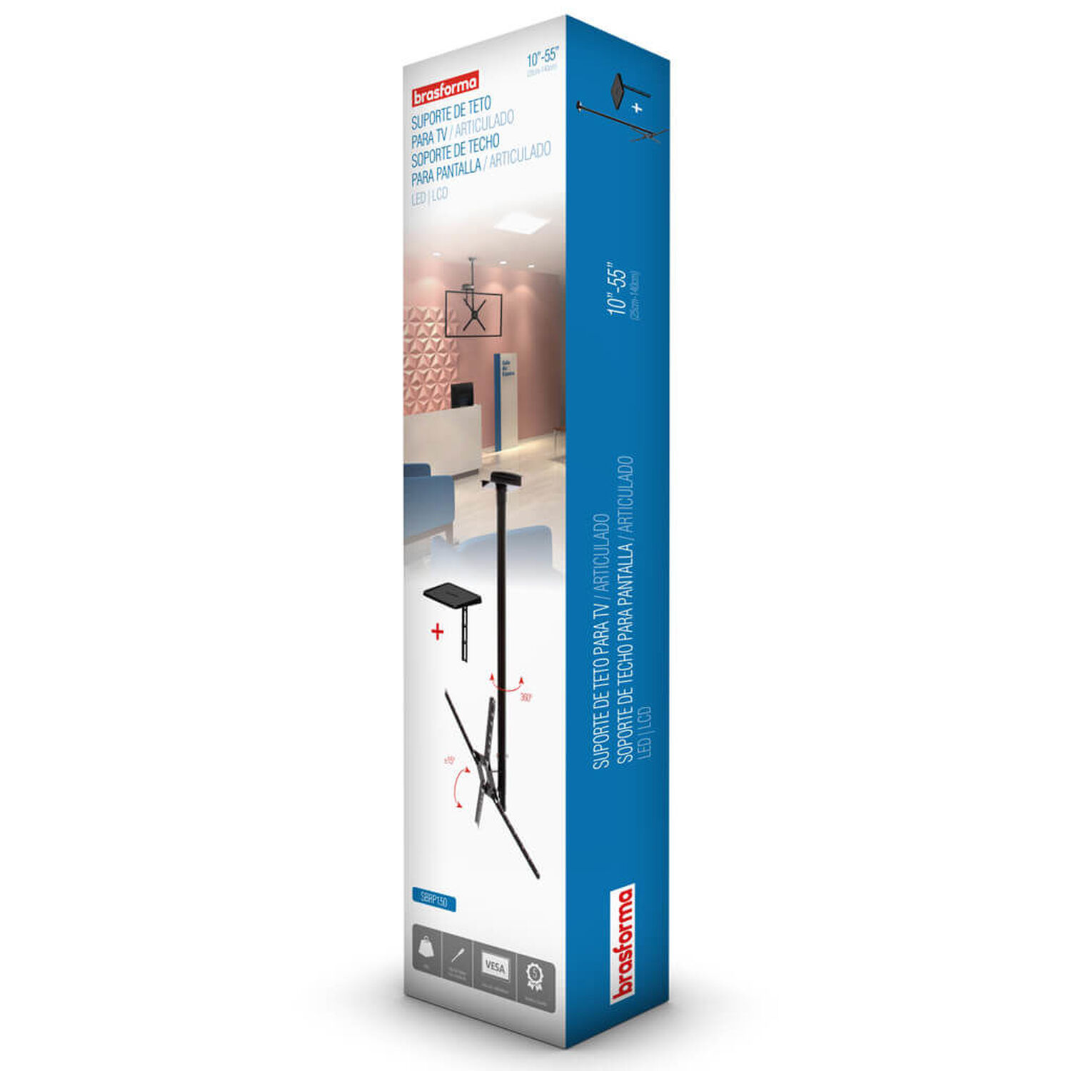 Soporte De Techo Para Tv 10" A 60" + Deco Sbrp150 - Brasforma image number 6.0