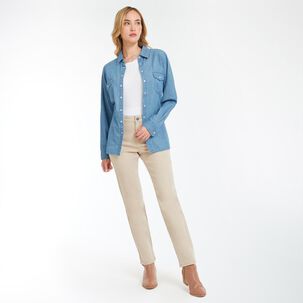Jeans Color Pitillo Tiro Medio Regular Mujer Geeps
