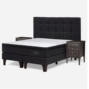 Cama Europea Rosen Tempo + Respaldo Issey / King / Base Dividida + Respaldo