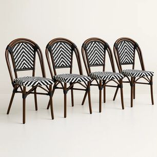 Pack De 4 Sillas Bistro Parisina Rattan - Blanca Con Negro