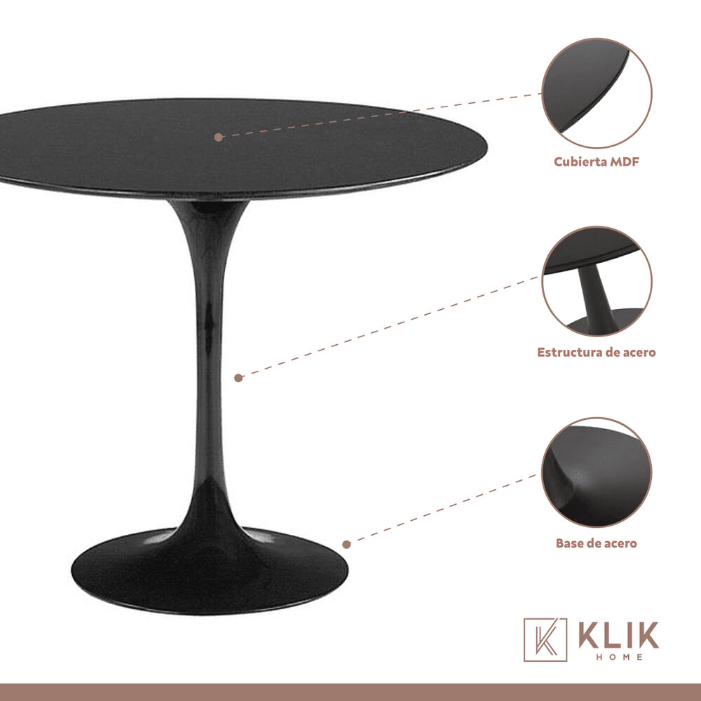 Comedor Tulip Negro 80cm - 4 Sillas Master Blancas image number 2.0
