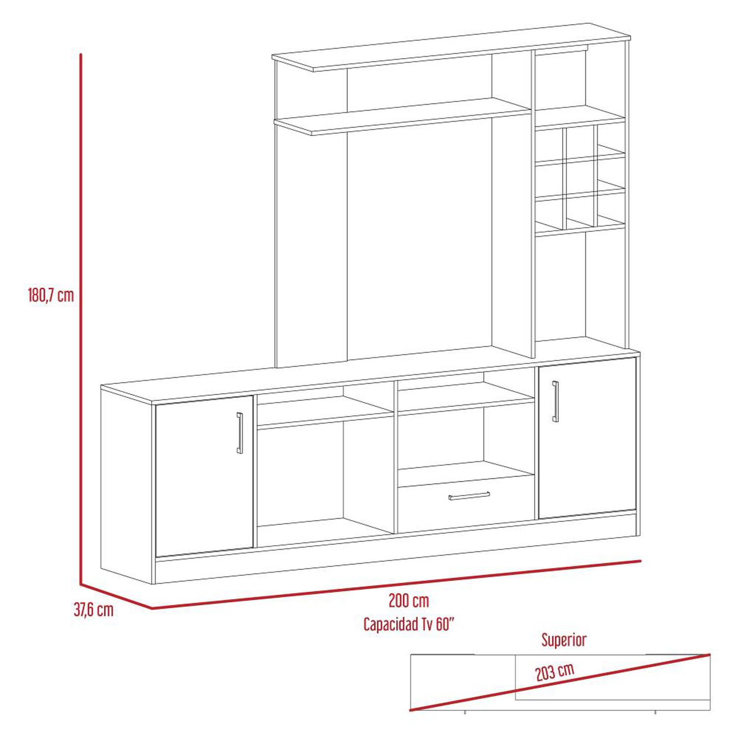 Estante Tv 60" Con Bar Kava Beijing - Rovere Tuhome image number 2.0