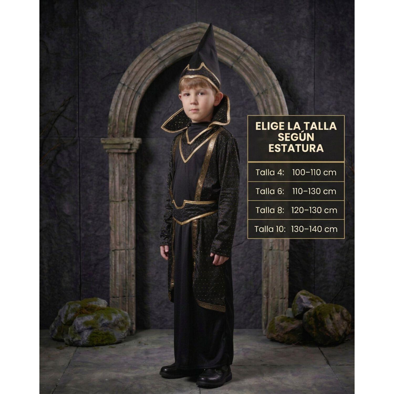 Disfraz Infantil Mago Oscuro Hechiero Medieval image number 2.0