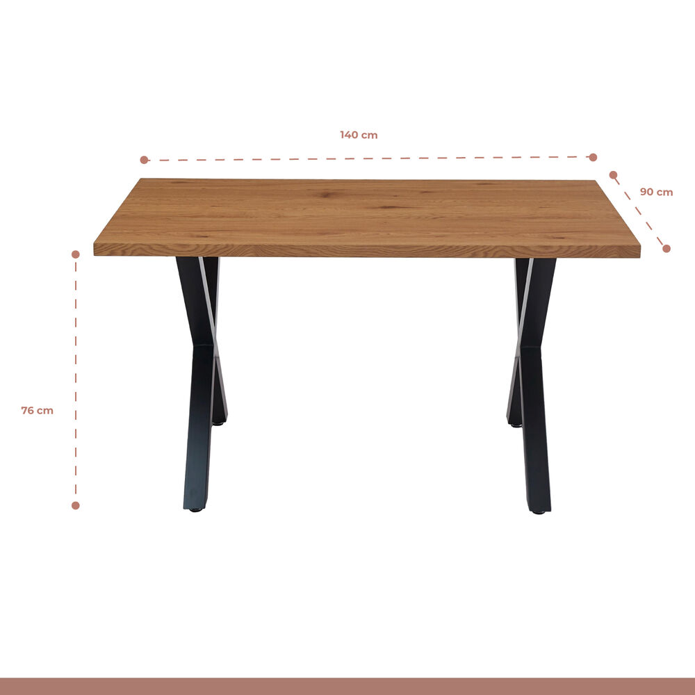 Comedor Color Madera Y Metal Cross 140x90 + 6 Sillas Tolix Con Asiento De Madera Oscura - Negras image number 4.0