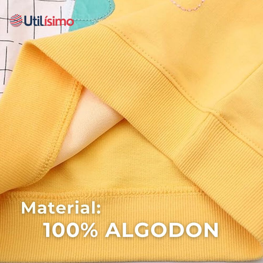 Polerón Niña Manga Larga 100% Algodón Amarillo Unicornio image number 4.0