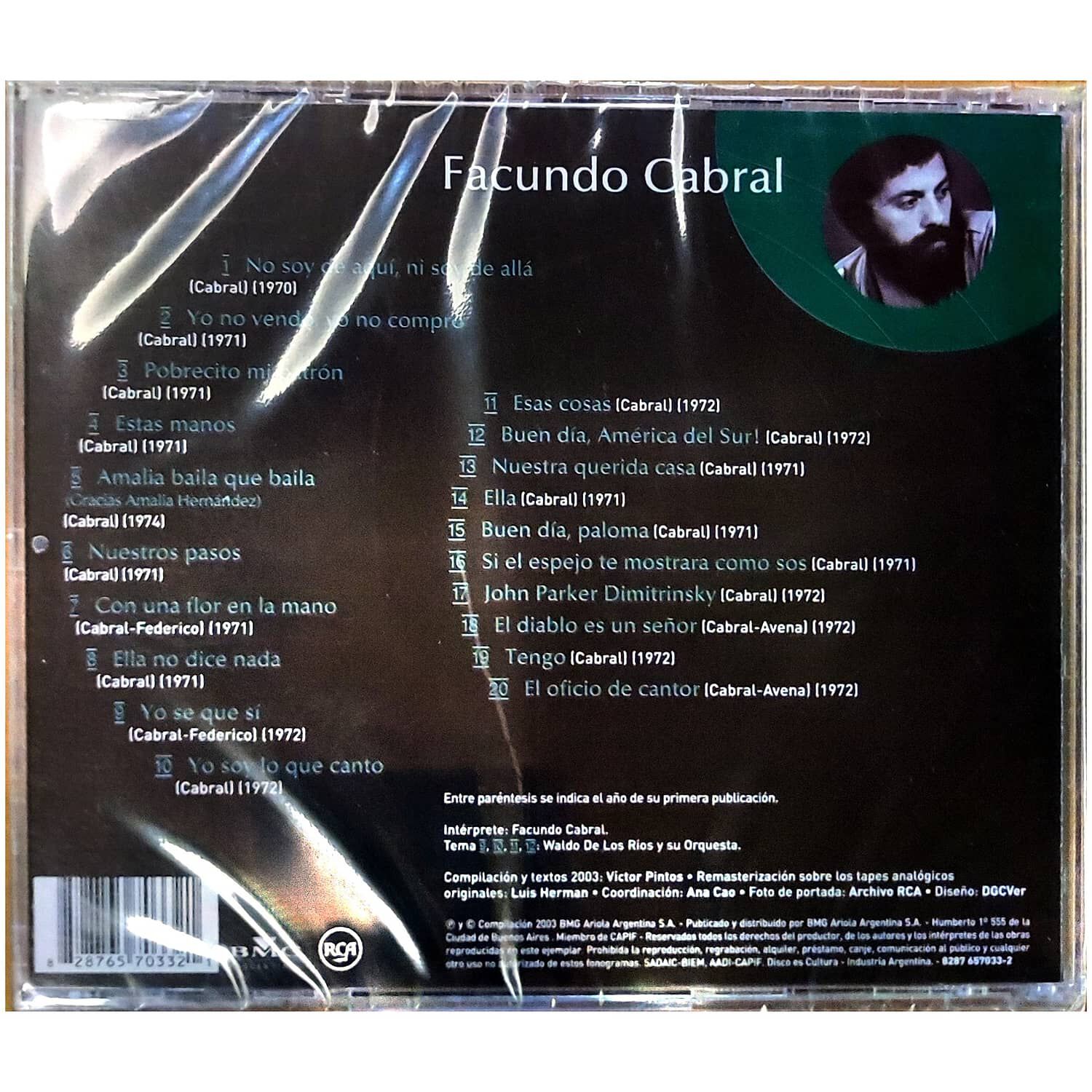 Facundo Cabral - Inolvidables Rca: 20 Grandes Exitos | Cd image number 1.0