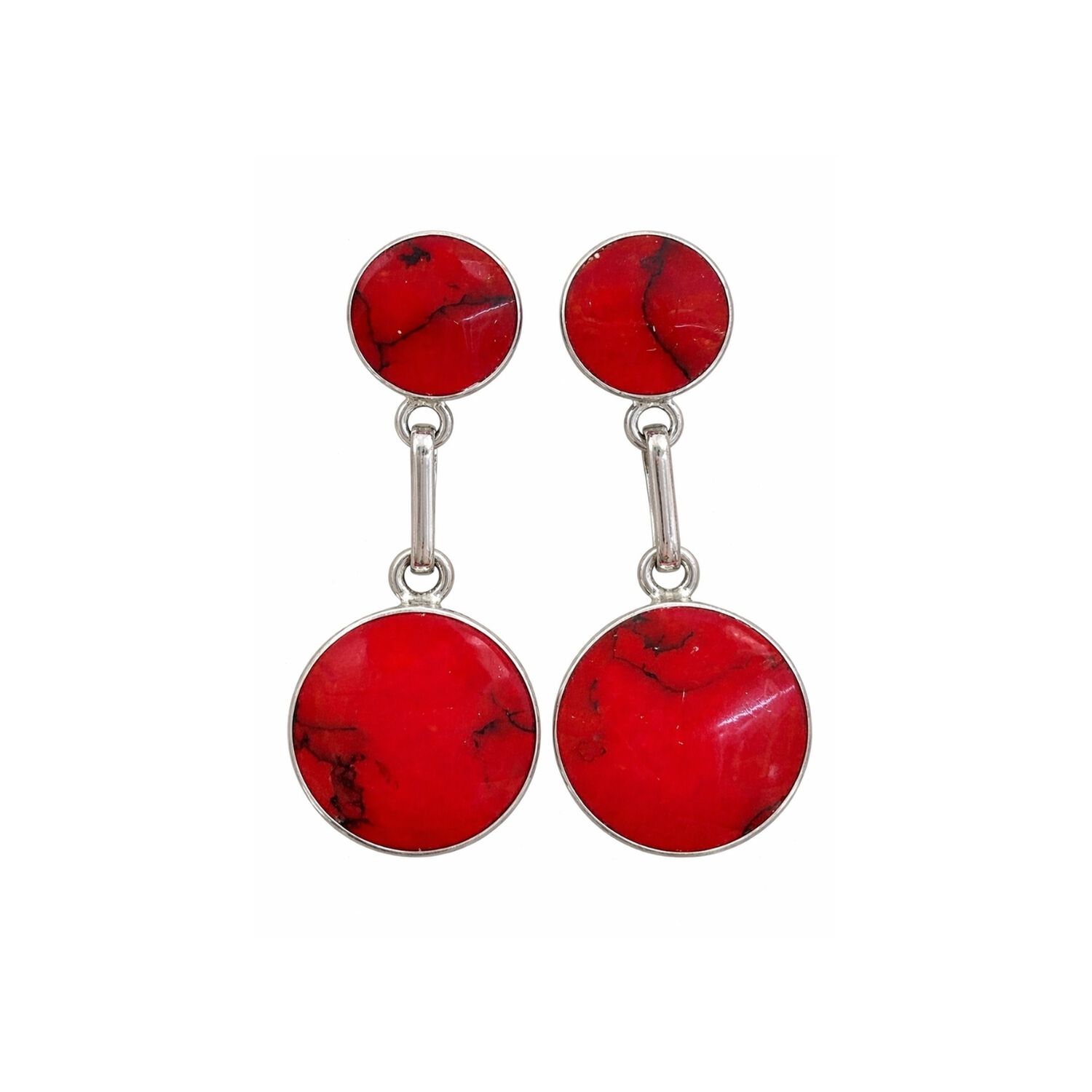 Aros Granate Circular Plata 950 Tornillo Mariposa Colgantes Mujer Elegantes Piedra Roja. image number 1.0