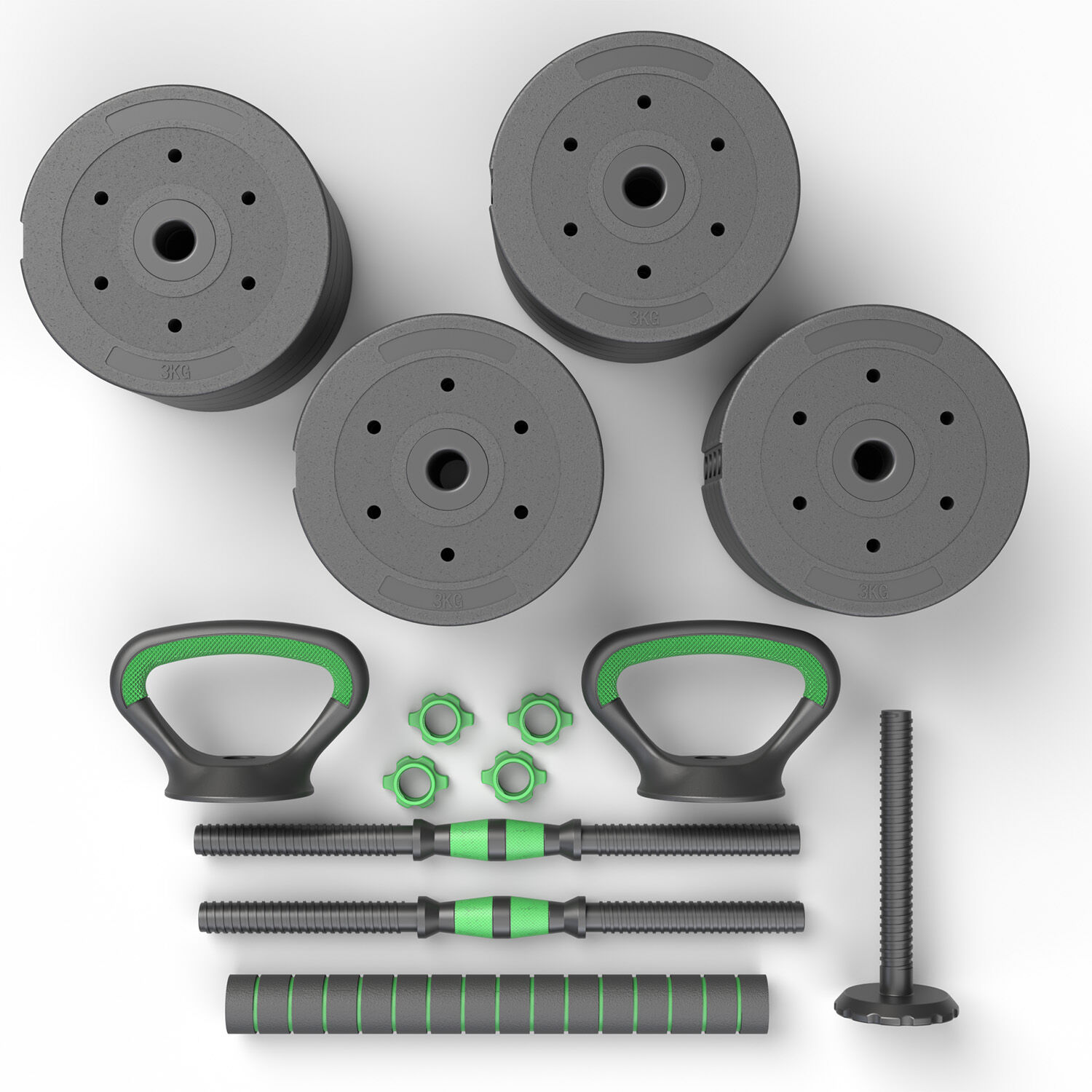 Set Mancuernas Green 3 En 1 Ajustables 50 Kg image number 1.0