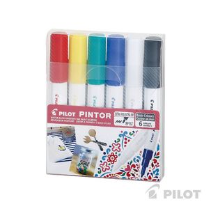Set 6 Marcadores Pintor Punta Fina En Colores Cl&aacute;sicos