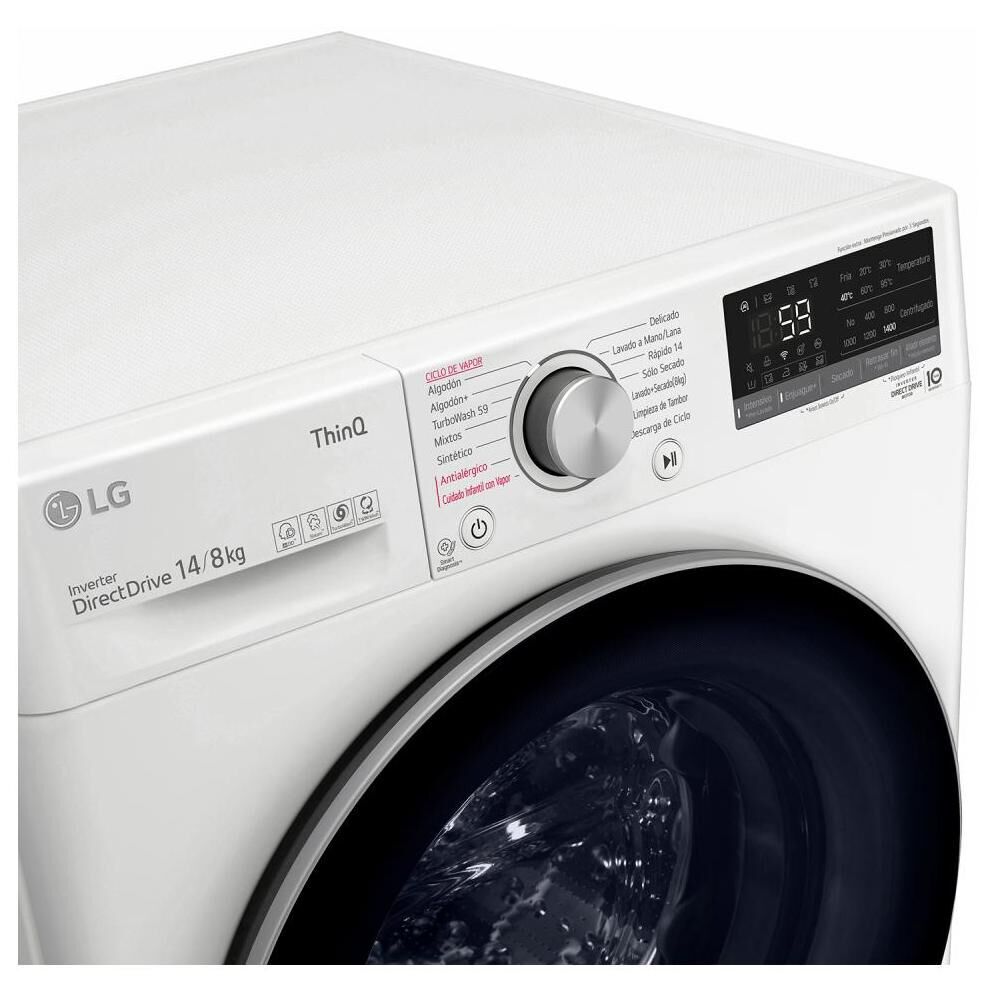 Lavadora Secadora Lg Carga Frontal 14/8kg Wd14wvc4s6 Blanco image number 5.0