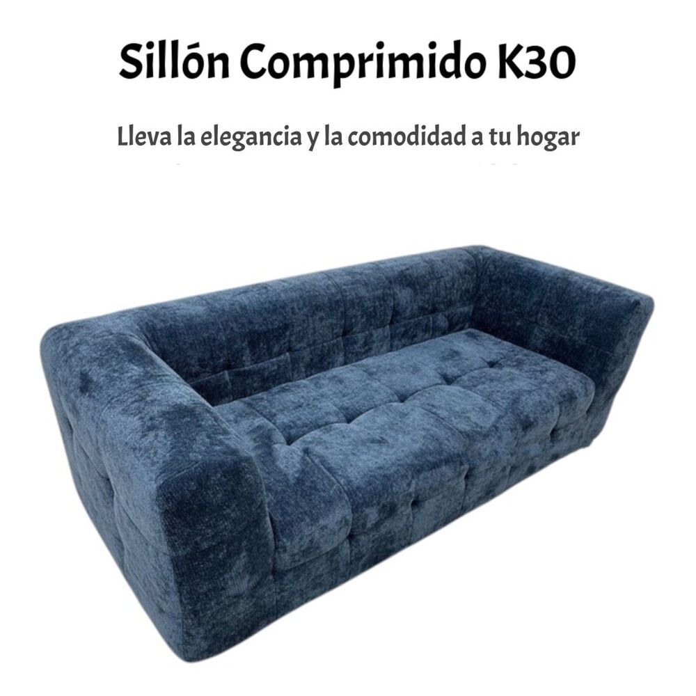 Sof&aacute; Comprimido Tela De Pana 200x90cm K30 Azul image number 2.0