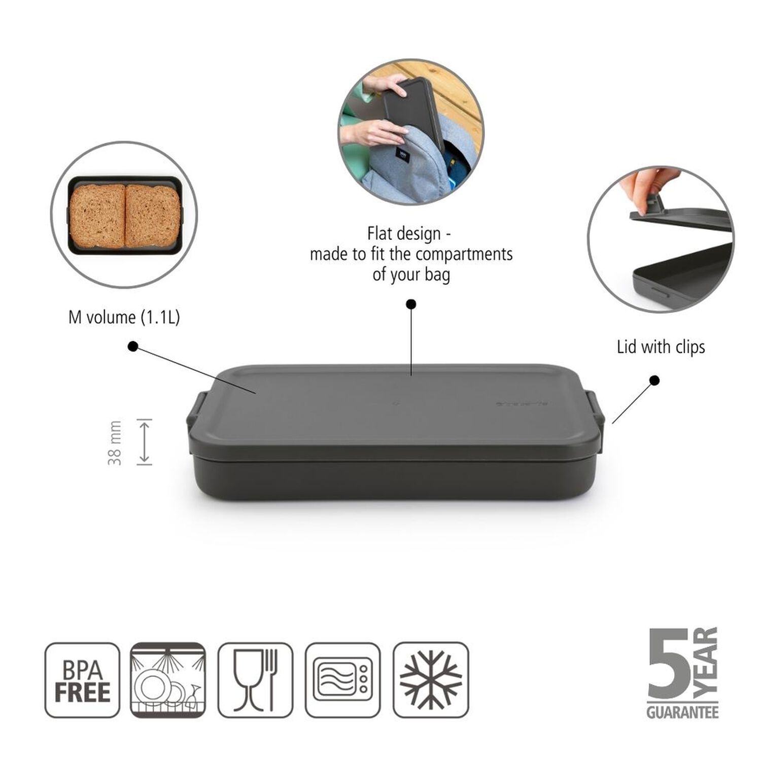 Contenedor Para Almuerzo Make & Take Plano Dark Grey image number 6.0