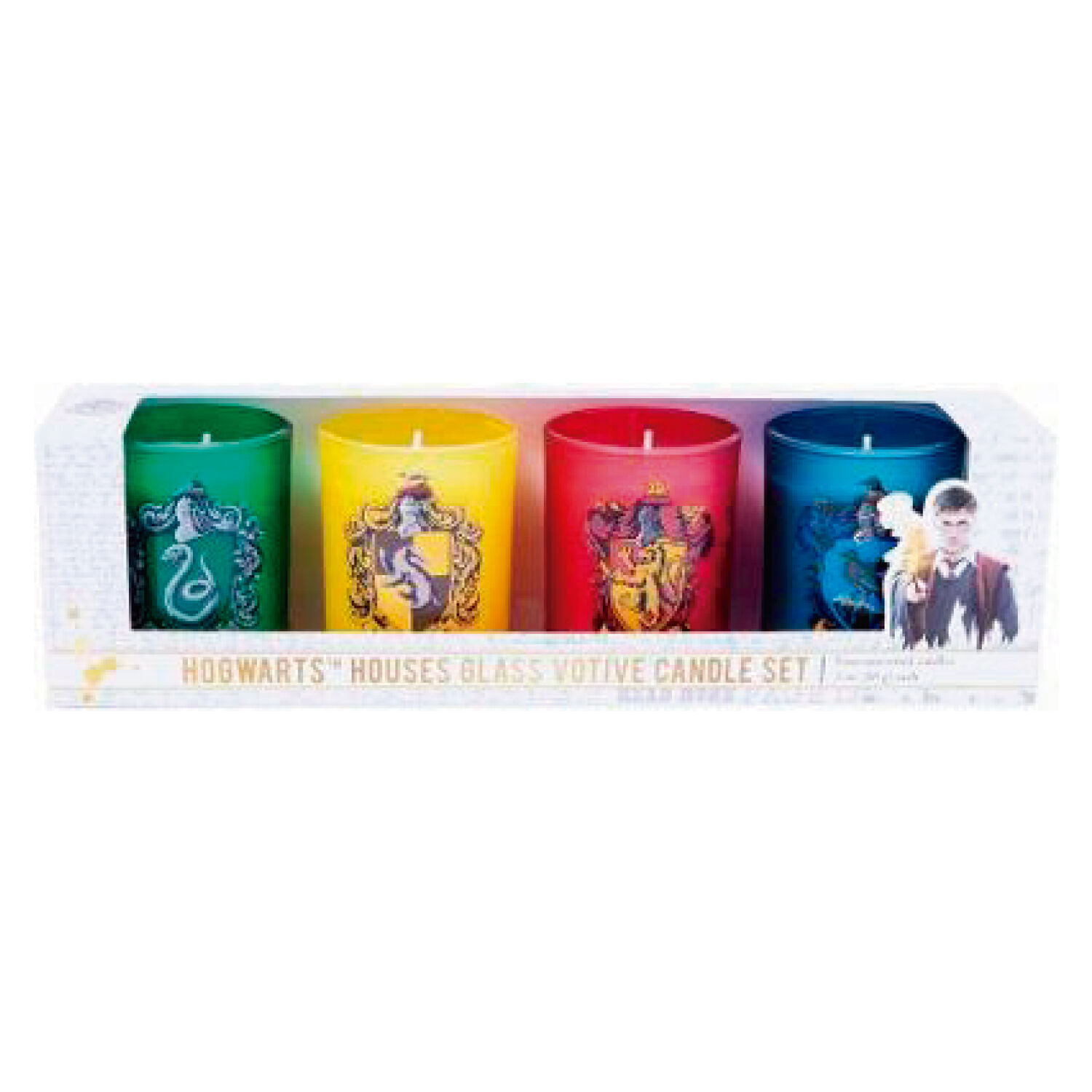 Harry Potter Hogwarts Houses Juego De Velas En Vaso Vidrio image number 0.0