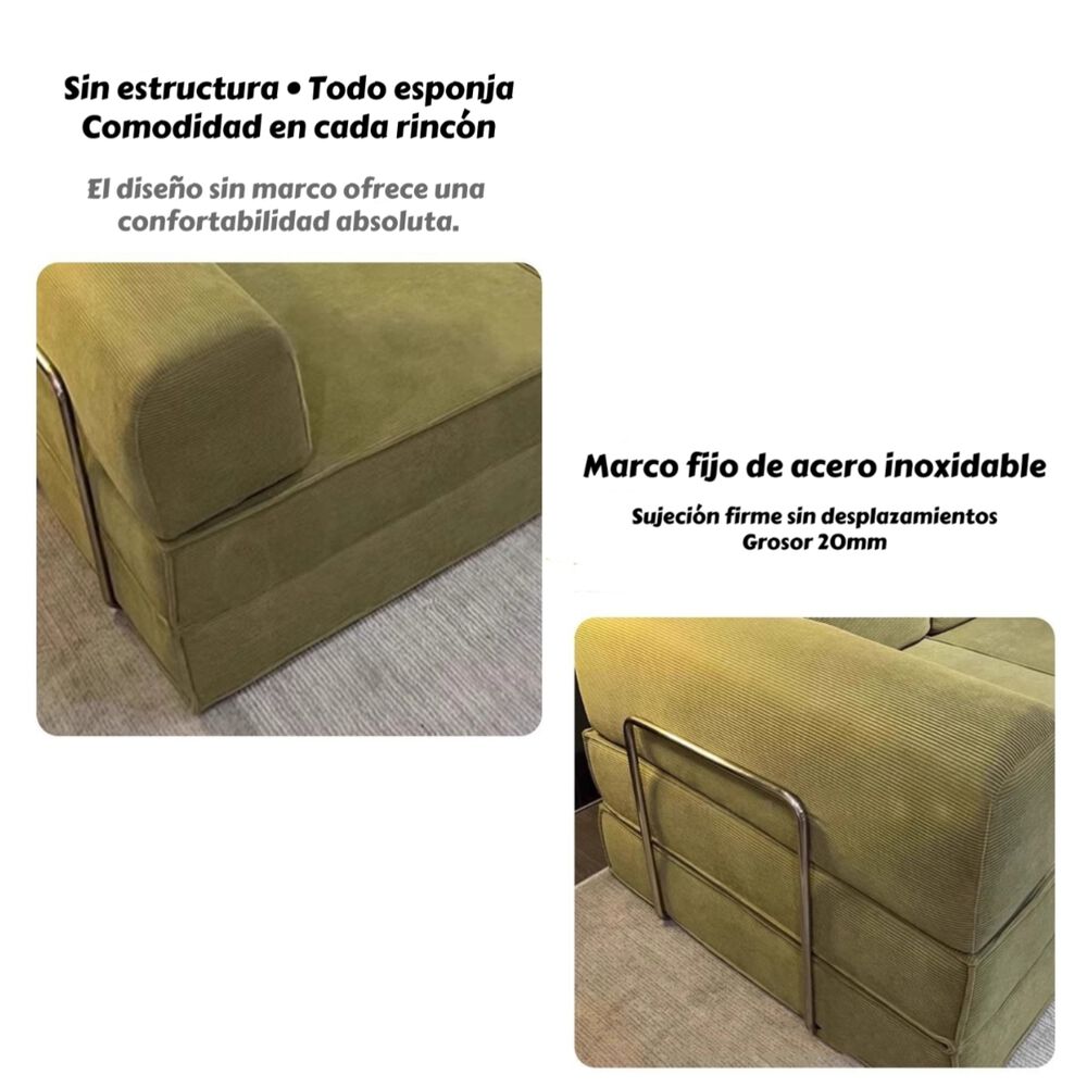 Sillon Sofa Cama Comprimido Combinable 203cm K17 Verde image number 6.0