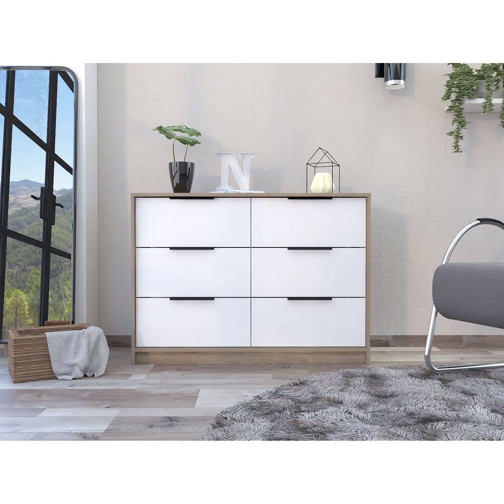Comoda 4 Cajones 2 Puertas Abatibles Fm-020c - Café Claro / Blanco image number 4.0