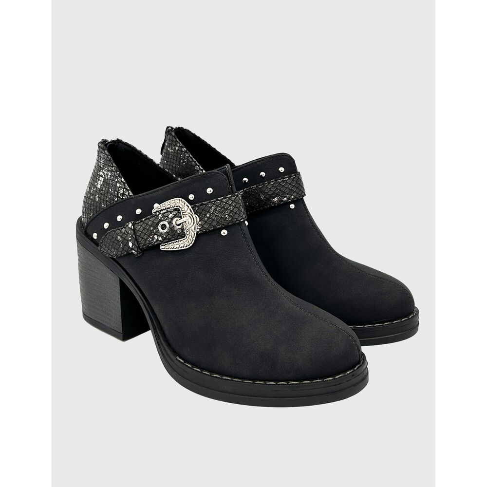 Botin Para Mujer Con Taco Y Hebilla Campera Negro Danicolle image number 2.0