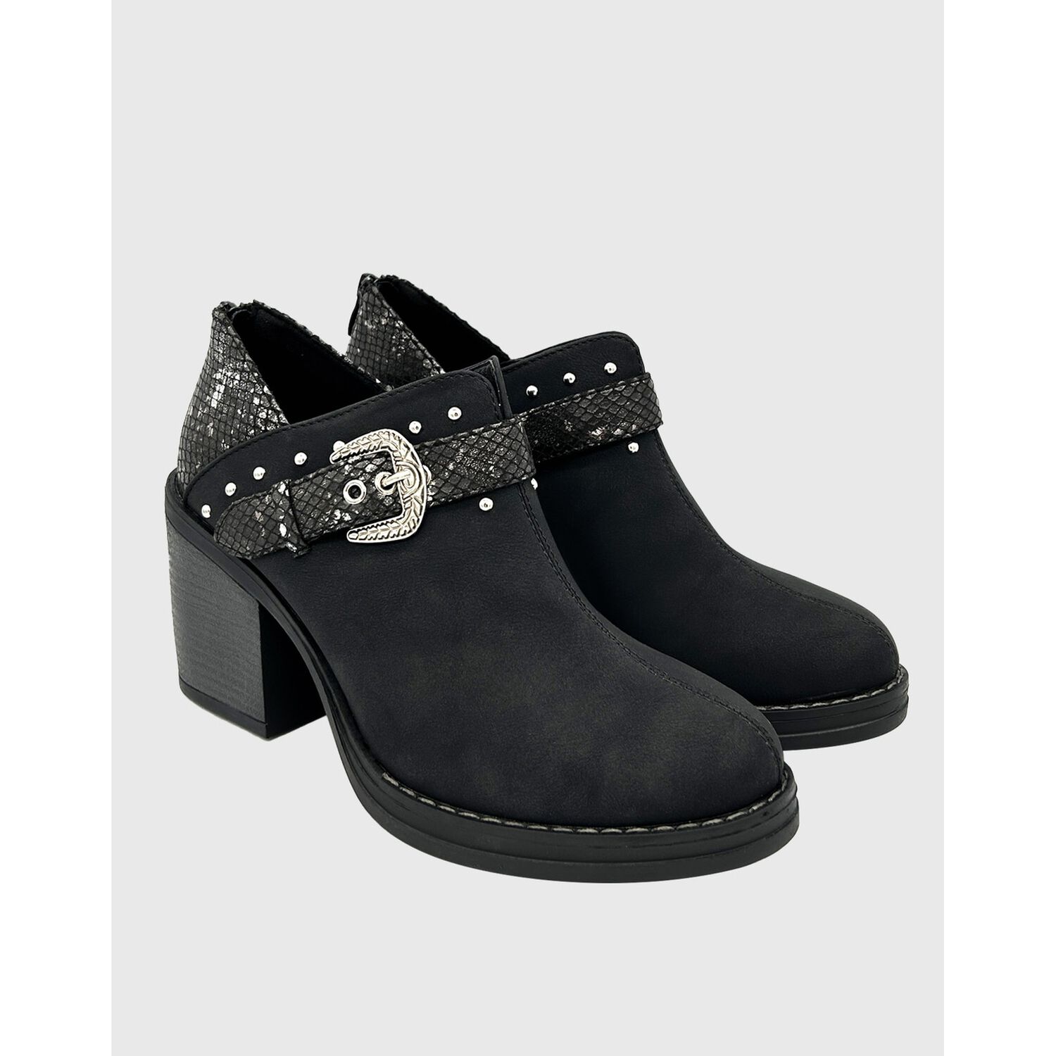 Botin Para Mujer Con Taco Y Hebilla Campera Negro Danicolle image number 2.0