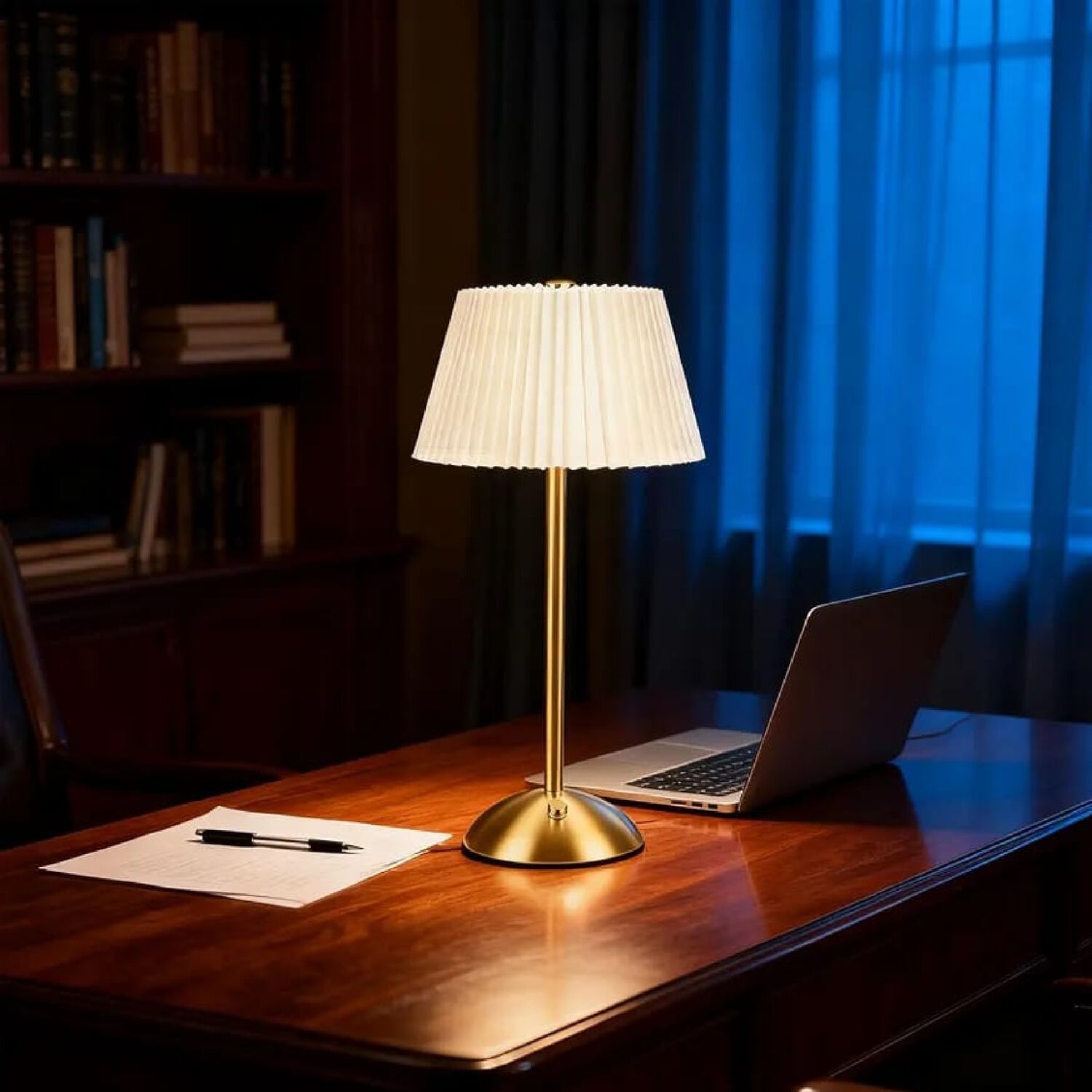 L&aacute;mpara De Mesa Led Recargable Usb Inal&aacute;mbrica Plisada image number 2.0