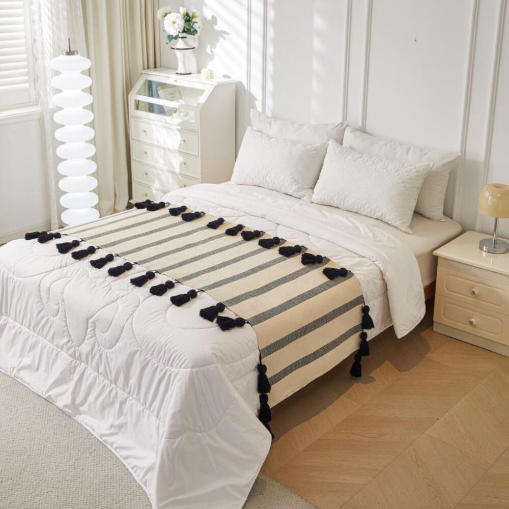 Piecera Tejido Bohemio De Algodon / Lino 70x210 Cm Verde image number 0.0