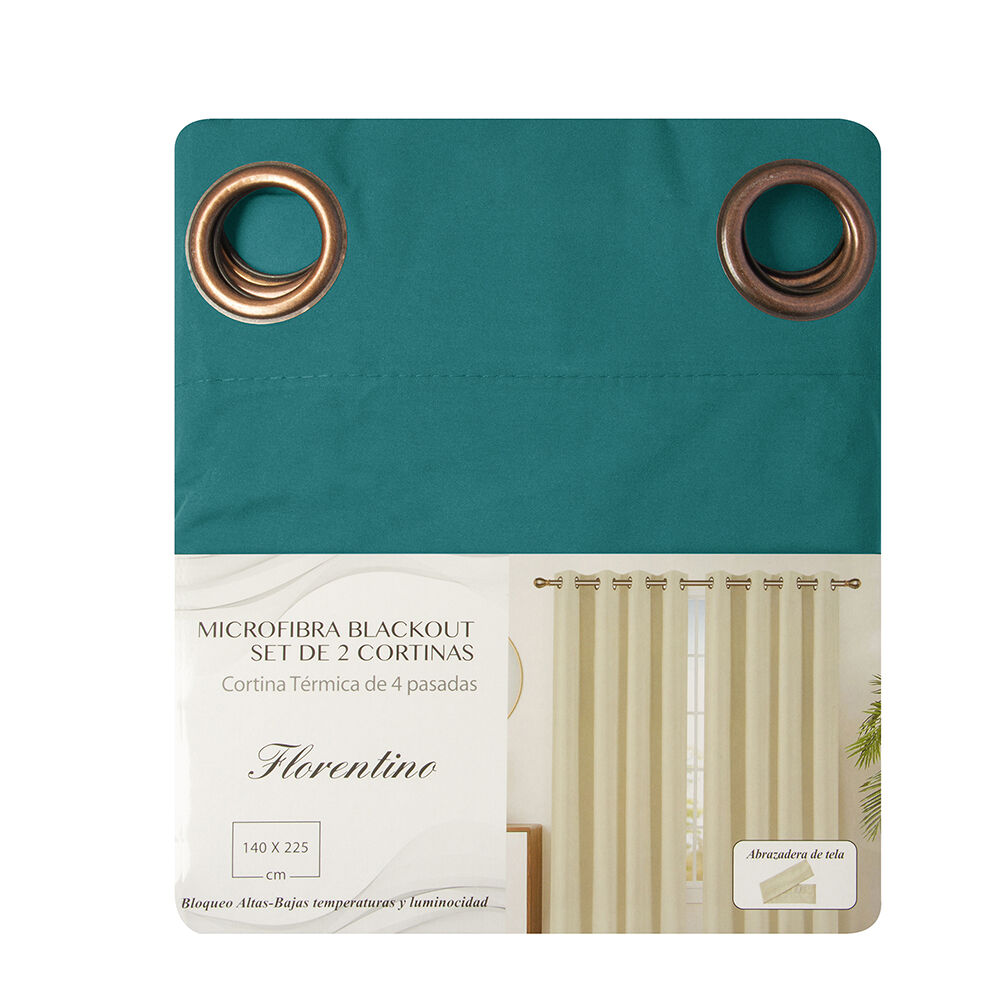 Set 2 Cortinas Bo Microfibra Turquesa 140x225 image number 2.0