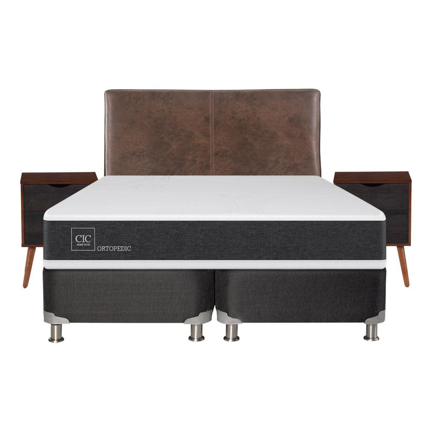 Box Spring Cic Ortopedic / King / Base Dividida + Set De Maderas image number 0.0