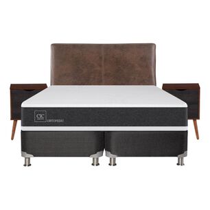 Box Spring Cic Ortopedic / King / Base Dividida + Set De Maderas