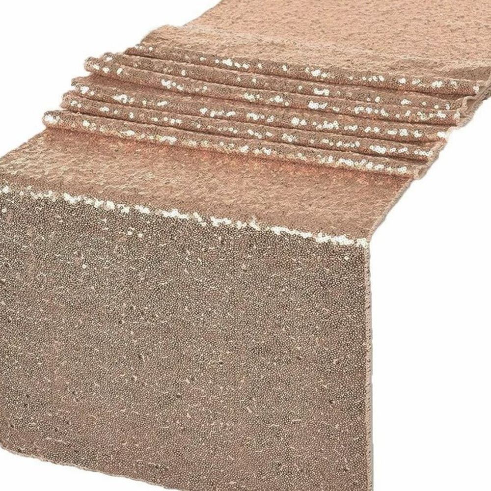 Mantel De Bandera De Mesa Cuadrada De Lentejuelas 275 × 30cm Oro Rosa image number 2.0