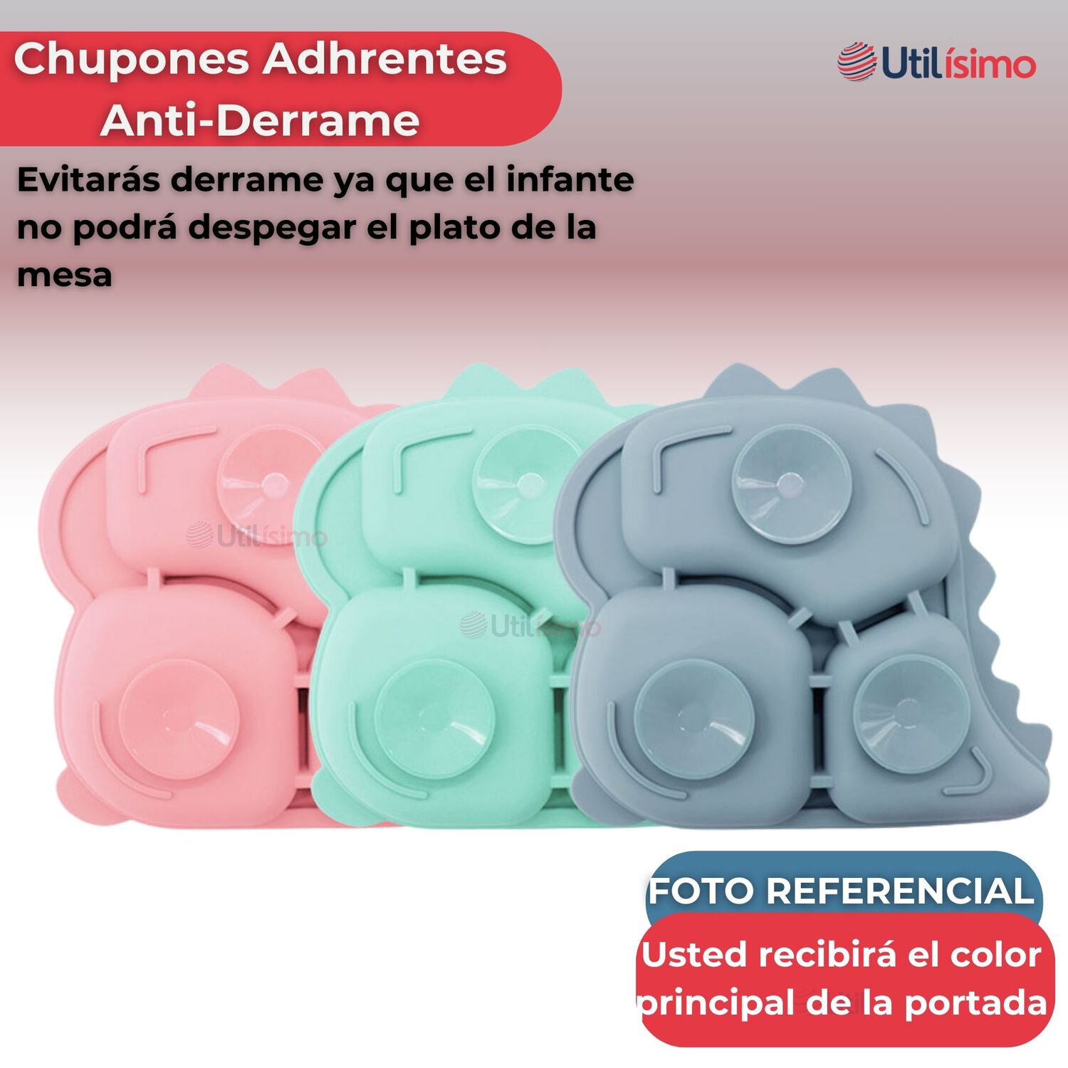 Set Alimentaci&oacute;n Silicona Beb&eacute; 5 Piezas Dinosaurio Libre Bpa Color Rosa Oscuro image number 3.0