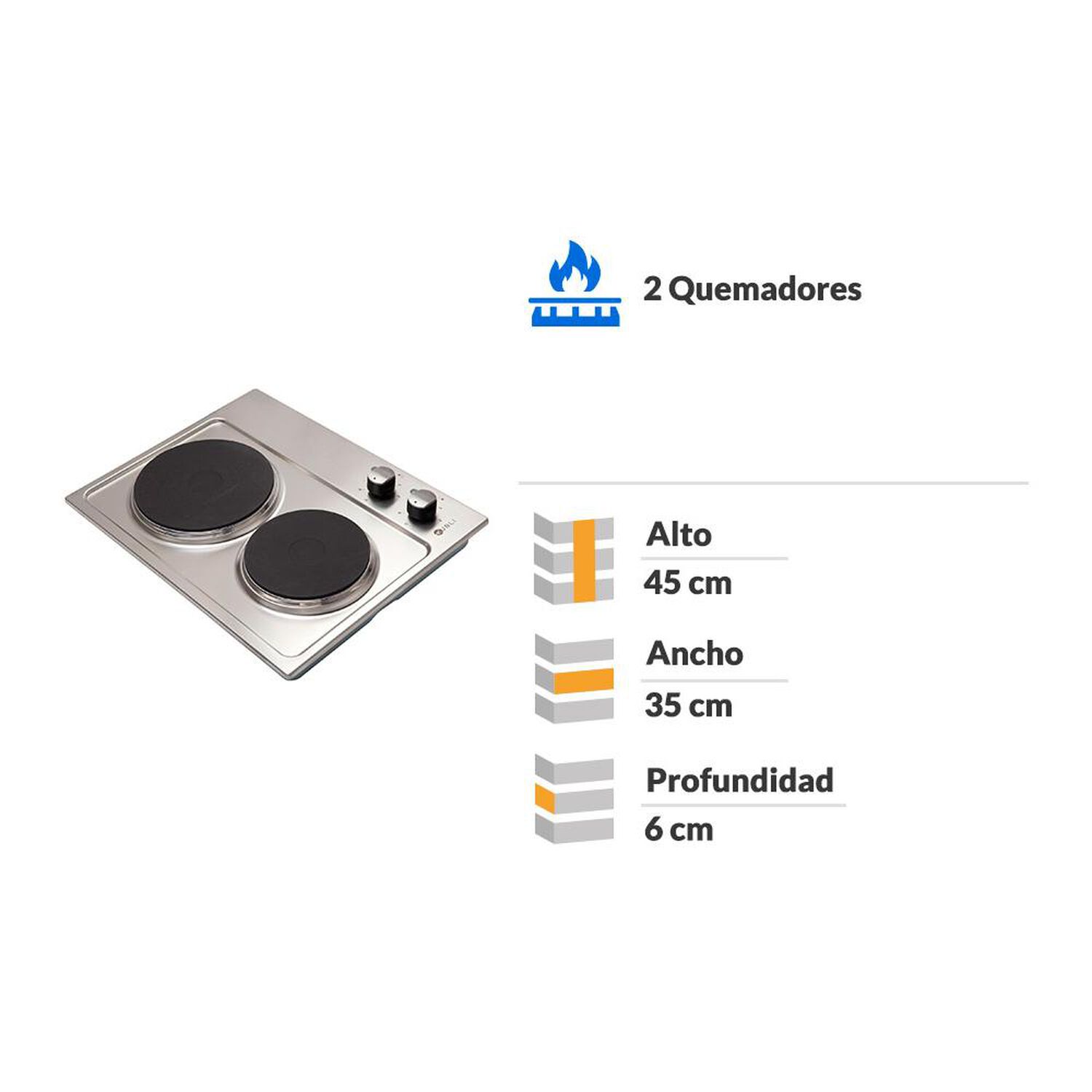Encimera El&eacute;ctrica Kubli NEU 2P 50 / 2 Quemadores image number 1.0