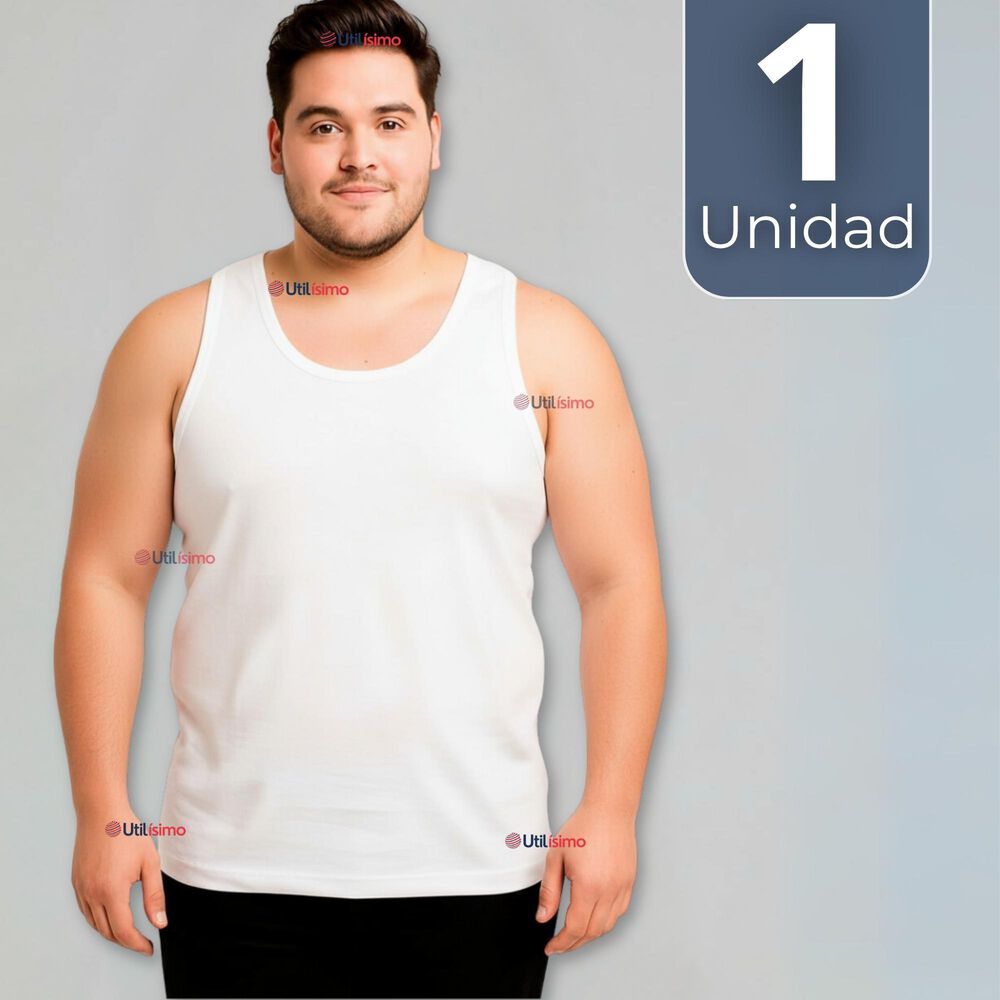 Camiseta Sin Manga Básica Suave 100% Algodón Blanco Hombre image number 0.0